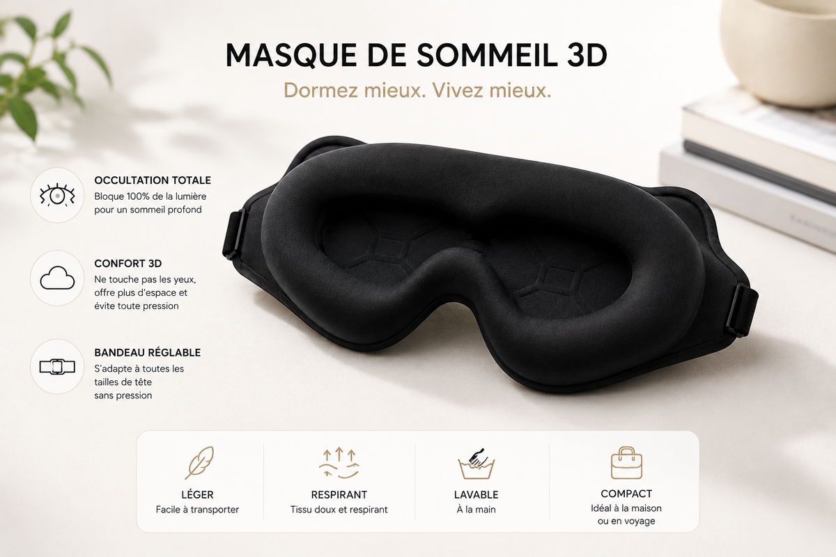 Masque de Sommeil 3D Nyxo — en situation, usage quotidien