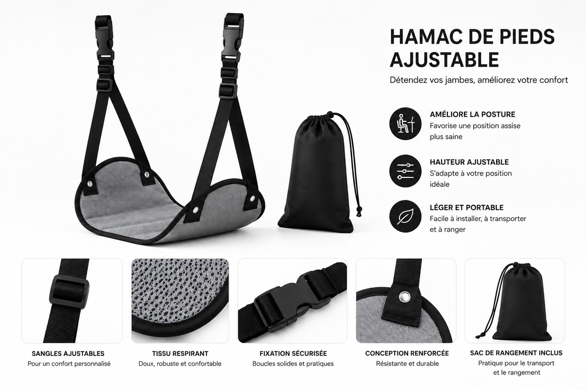 Hamac de Pieds Ajustable Nyxo — aperçu de la texture et du confort